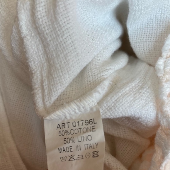 Meo Meli Italian White Cotton Linen Blend Dress Size M - Picture 6 of 6
